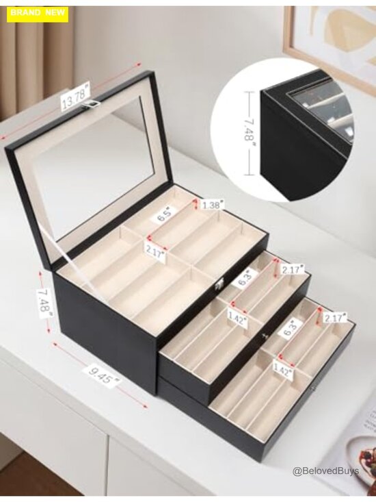 PU Eyeglass Storage Case with 32 Adjustable Slots main image 7